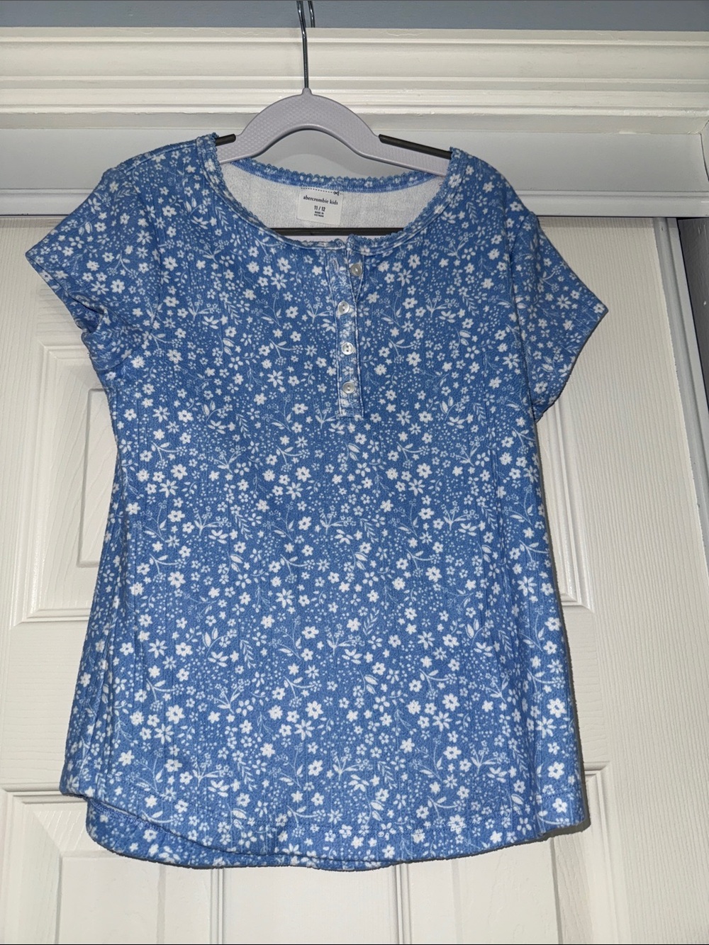 abercrombie kids Light Blue Floral Henley Tee